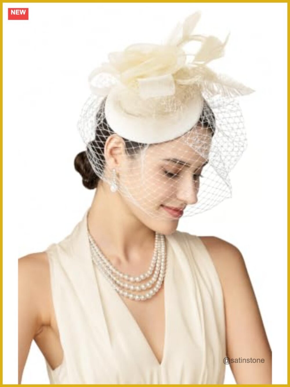 Tulle Mesh Flower Pillbox Fascinator Hat with Veil